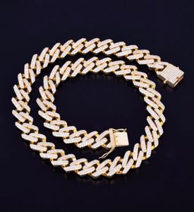 14mm Miami Cuban Choker Square Link Men039S Necklace Gold Silver Color Iced Out Cubic Zirconia Rock Hip Hop Style Jewelry6665837