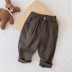 Pantolon Bahar ve Sonbahar Boys Pantolon Solid Çocuk Moda Moda Pantolon Kısa Kot Bebek Giyim 1-6 Yıl D240520