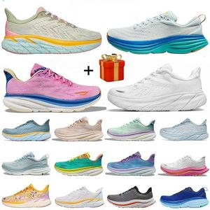 designer shoes Hokha Bondi Clifton Running Shoes Toddler Fashion Sneakers Women men Triple black white blue Cyclamen Sweet Lilac Shifting Sand trainers size 35-43