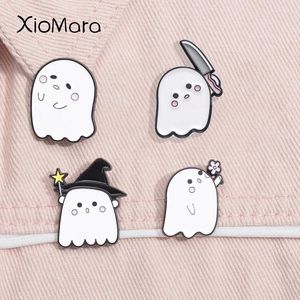 Spille Halloween Serie Ghost Pin smaltato Pin Funny Kawaii Flower Crown Backge Backge Backge Badge Gifts for Kids Friends