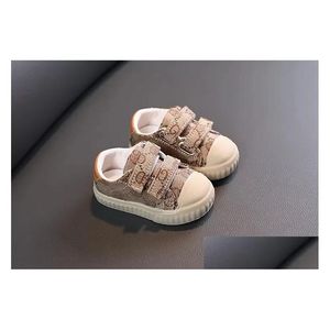 Sneakers Wysokiej jakości dziecięce buty płócienne Plaid Letter Children Baby Shoe Boys Dziewczęta lekkie miękkie bez poślizgu swobodne dostarczanie kid dhxpp