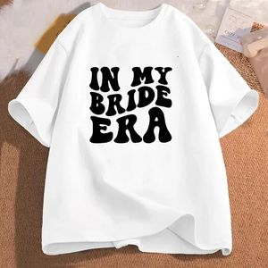 私の花嫁の時代、Tシャツの婚約バチェロレットトレンディTシャツコットンショートスリーブ女性服ビンテージブライドパーティーTシャツ240517