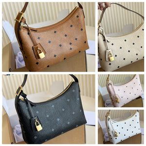 Presbyopia Full Print Trend Joker Canvas Stave Leather Underarm Bag Portable Shoulder Bags Small Ladies Brown