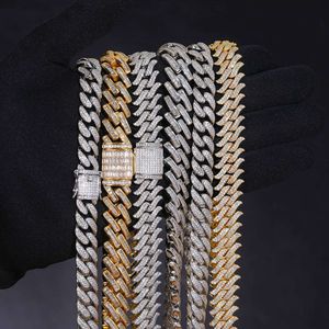 Pass Tester 16mm Sterling Sier VVS Moissanite Diamond Iced Out Thorn Miami Cuban Link Chain Necklace For Men