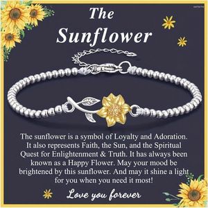Link Bracelets 1pc Cute Stylish Sunflower Bracelet For Mom And DaughterPerfect Gift Mother Daughter's Birthday Mother's Day American Style