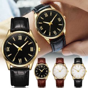 Armbanduhren Mens Ledergurt Herren Business Watch Leisure Quarz Uhr Reloj Hombre Herren Weihnachtsgeschenkl2304