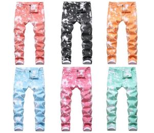 Colorful Hawaiian Style Mens Color Stretch Denim Casual Pants Straight Slim Print Trousers Hip Hop Leisure Vacation Multicolor74537863858