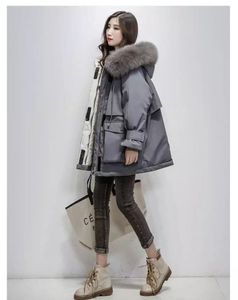 2019 Ny stor naturlig rävpäls Winter Jacket Women 90 White Duck Down Thick Parkas Warm Sash Tie Up Snow Coat7455059