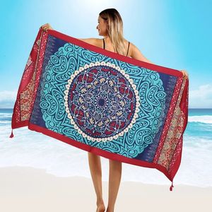 90x180cm Twill Cotton Pareo Beach Coverup stor klänning Bikini Badning Badkläder Cover Up Sarong Wrap Scarf 240509