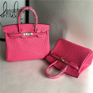 Bolsas de avestruz bolsa de bolsa de moda de couro de bolsa de moda vaca portátil portátil a diagonal cruzar rosa rosa rj rj