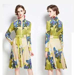 2021 Classic Spring Shirt Dresses Plus Size Autumn Winter Long Sleeve Printed Women's Dress Elegant Office Ladies Designer Dresses7750274