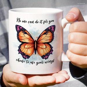 Tassen 1PC Lustige Kaffeetasse Doppels Side Butterfly bedrucktes Sommer Wintergetränksware Speziell für den Bürogebrauch geeignet