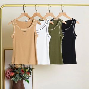 Womens T Shirts Summer Women Tops Tees Crop Top Embroidery Sexy Off Shoulder Black Tank Top Casual Luxury Designer Tank Top