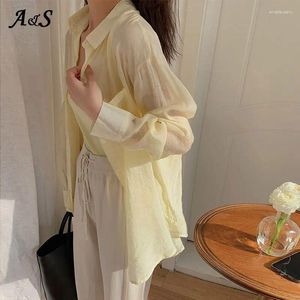 Women's Polos Anbenser Summer Women Chiffon Thin Coat Casual Sun Protection Clothes Shirt Tops Blouse For Elegant Woman Blouses Cropped