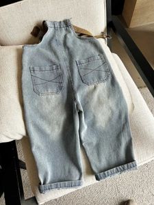 Trousers Blue fashion girl pants toddler jeans loose waistband pants Korean childrens clothing childrens Trousers d240517