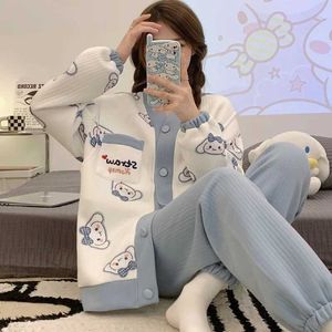 Sleep Lounge 5xl Autumn Cartoon Printed Cotton Pad Maternity Care Pyjama Set Loose Nursing Pyjamas D240516