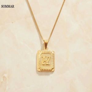Подвесные ожерелья Sommar Vintage Love Золотое колье подвесное подвесное и женское письмо K Square Card Card J240516