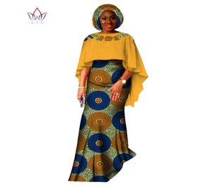 2021 Neue Mode afrikanischer Anzug für Frauen Dashiki -Ernterock und Top African Clothes Bazin Headtie Plus Size Rock Set WY16182202887