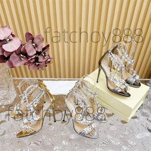 Designer Sandaler Women Shoe Crystal High-Heeled Sandals Women's Fairy Style Luxury Sandal Classic Slides Ankle Strap Bankettskor med lådor 35-43