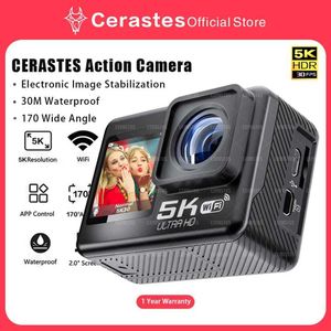 Sports Action Video Cameras CERASTES Action Camera 4K60FPS WiFi Anti-shake Dual Screen 170 Wide Angle 30m Waterproof Sport Camera with Remote Control J240514