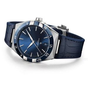 손목 시계 고급 디자인 남성 자동 시계 사파이어 블루 고무 밴드 남자 기계식 손목 시계 최고 브랜드 남성 시계 Montr 247s
