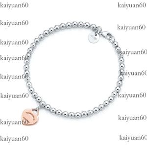 Tiffanyjewelry Bracelet 100% 925 Silver Fashion Round Bead Love Heart-Shaped Bracelet Female Thickened Silver Bottom Plating For Girlfriend Souvenir Gift 834