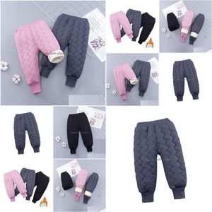 Trousers Boy Pants Winter Thicken With Veet Lining Children Clothing Warm Sweatpants For Girls Uni Drop Delivery Baby, Kids Maternity Dhpen