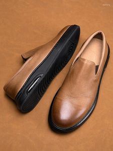Casual Shoes Super Soft Leisure Mature Men's Slip On Simple Leather Business Man Basic Freely Commercial Oxfords