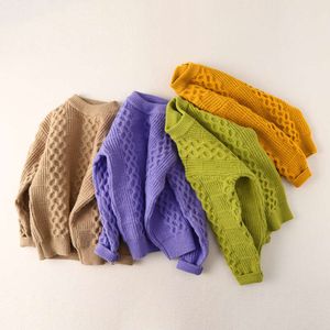 Girls Solid Color Pullover For Kids Winter Children's Sweatshirts Teenagers Knitted Sweater Warm Baby Underwear L2405