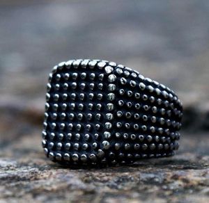 Cluster Rings Unique Bumps Square For Men And Women Vintage Stainless Steel Punk Biker Ring Heavy Metal Gothic Jewelry Whole7895755