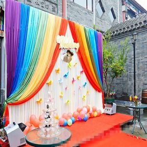 3 x 3 m is Silkduk Graduation Bröllop Bakgrund Dekoration Baby Dop Kids Dusch Party Decor Birthday Backdrop Curtain Rainbow 1740