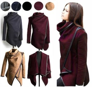 Ubrania FallWinter For Women 2018 Nowe wełny europejskie i amerykańskie wełny płaszcze Ladies Trime osobowość Asymetryczna zasady krótkie JA7568042