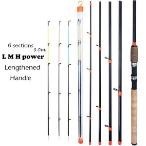 Sougayilang Feeder Fishing Rod Lengthened Handle6 Sections L M H Power Carbon Fiber Travel Tackle 240515