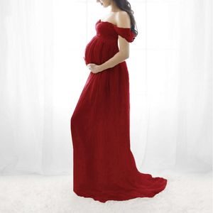Dropshipping Sexy Maternity Photo Shoot Chiffon Gratpan Dress Photography Prop Maxi Vestres para mulheres grávidas