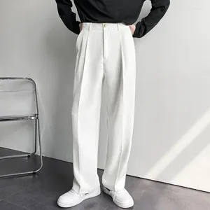 Mäns kostymer 2024 koreanska mode raka löst casual byxor trend kostym byxor vit svart khaki bred ben långa plus storlek 36 38
