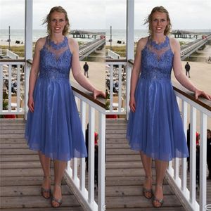 2021 Jewel Homecoming klänning med applikationer Knäslängd Robe de Soiree billig Hot Cocktail Club Party Gowns 2701