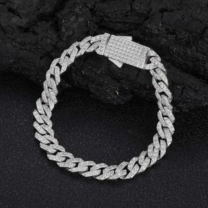 Fashion Hip Hop Jewelry 8mm S925 Silver Iced Out VVS Diamond Moissanite Cuban Link Chain Armband för män