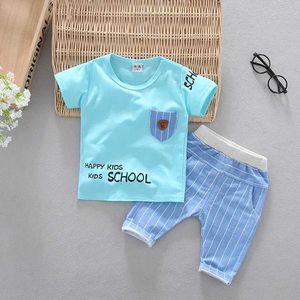 Clothing Sets Spring Summer Kids Girls Boys Clothing Sets Childrens Clothes Tops Boys Tracksuits Suits 100% Cotton Tshirts+trousers Y240515