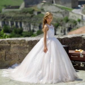 Abiti da ragazza di fiori sirene a maniche corte alette alette in pizzo appliqued gonne a più gighe corsetto posteriori bambini abbigliamento formale 239f 239f