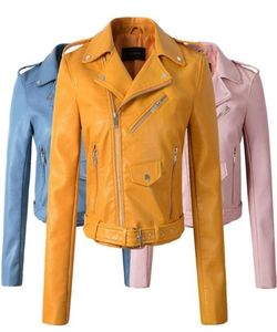 Women039s Leather Faux Black Short Coat 2021 Winter Autumn Motorcycle Jackets Yellow Jacket Women Slim PU8776869