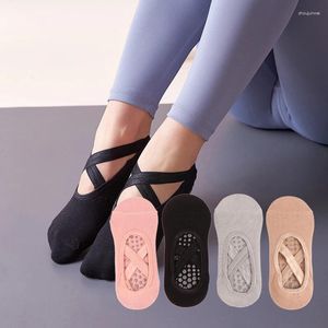 Mulheres Socks 1Pair Bandage Yoga para Pilates Ballet Dance Non Slip Sport Sock Gym Workout Slipper