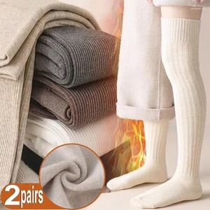 Frauen Socken 1/2pairs Wolle Kaschmir lange Strümpfe Herbst Winter Dicke warme Knie hohe japanische gestrickt