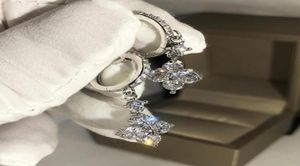 2020 New Luxury Jewelry 925 Sterling Silver Clover Drop Earring White 5a Cubic Zircon CZ Diamond Women WeddingDang3706579201753