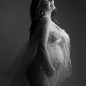 パールマタニティフォトショートベビーシャワードレス妊婦妊娠ドレス