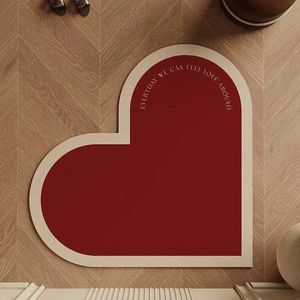 Carpets French high-end heart-shaped kitchen floor mat mesh red irregular leather wedding celebration no wash entrance H240517
