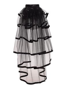 Svart tiered tyll tutu kjol rörelse dräkt för kvinnor gotisk viktoriansk steampunk svart overskirt whiteredpurple2111716
