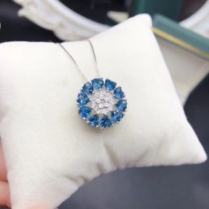 Total 3ct Heart London Blue Topaz Pendant for Wedding 4mm VVS Natural Topaz 925 Silver Necklace Pendant with 18K Gold Plated