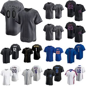 Homens crianças mulheres beisebol 6 Starling Marte Jerseys City Connect 12 Francisco Lindor 20 Pete Alonso 9 Brandon Nimmo 1 Jeff McNeil 22 Brett Baty Nome personalizado número Dadui