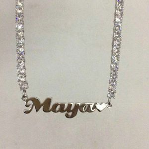 Nome personalizado Cadeia de tênis de 4 mm Namplate Rose Tennis Cheker CZ Bling Bling Hip Hop Jóias de zirconia cúbica para presente 269T