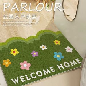 Carpets Small and fresh entrance silk circle floor mat household anti slip wear-resistant foot scraping mud rubbing the ground at H240517